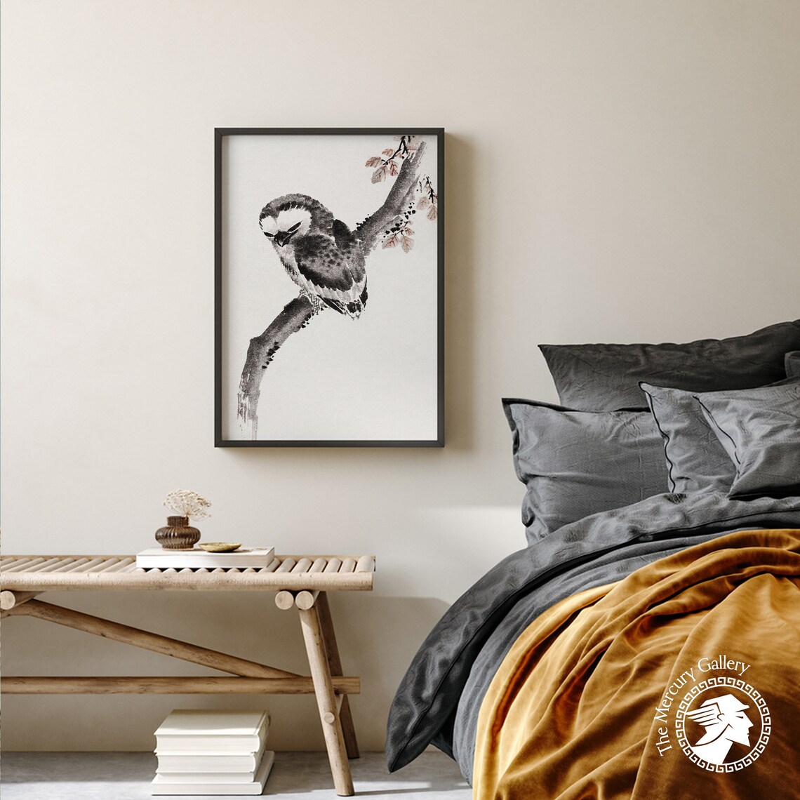 Japanese Owl Poster Print, Hokusai-Inspired Art - Image 2