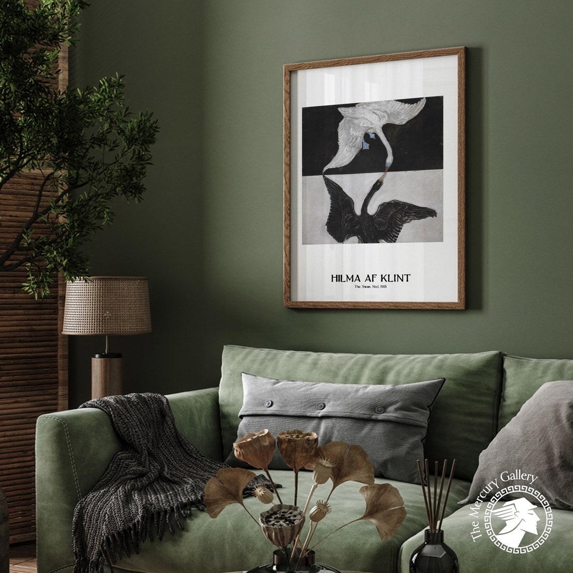 Hilma Af Klint The Swan No 1 1915 Black White Mirrored Swans Poster - Image 6