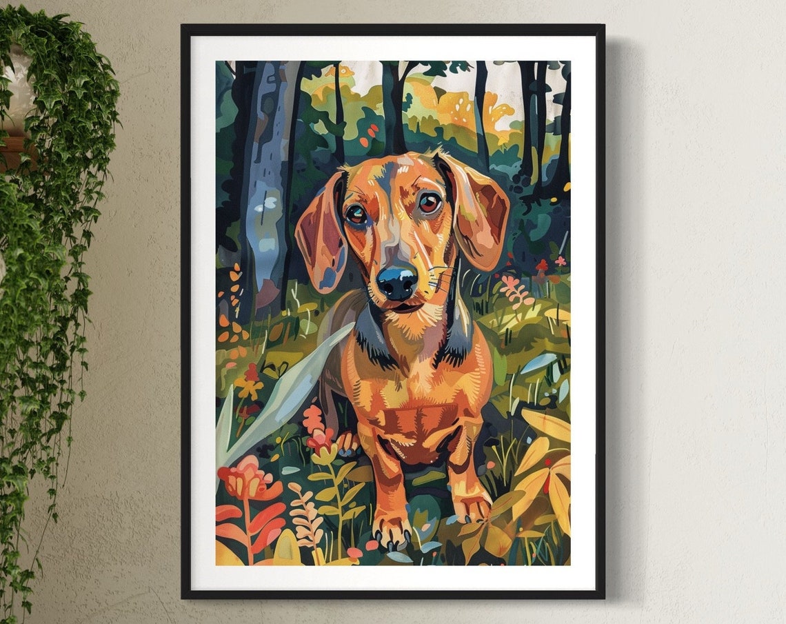 Red Dachshund Art Print Sausage Dog Painting Cute Dog Artwork Miniature Dachshund Wiener Dog Doxie Decor Dog Lover Gift Dachshund Gifts
