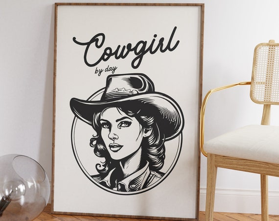 Western Art Printwestern Wall Artcowgirl Artcowgirl Printretro Artwild West Home Decorcoastal Cowgirl Artdigital Downloadgirly Art