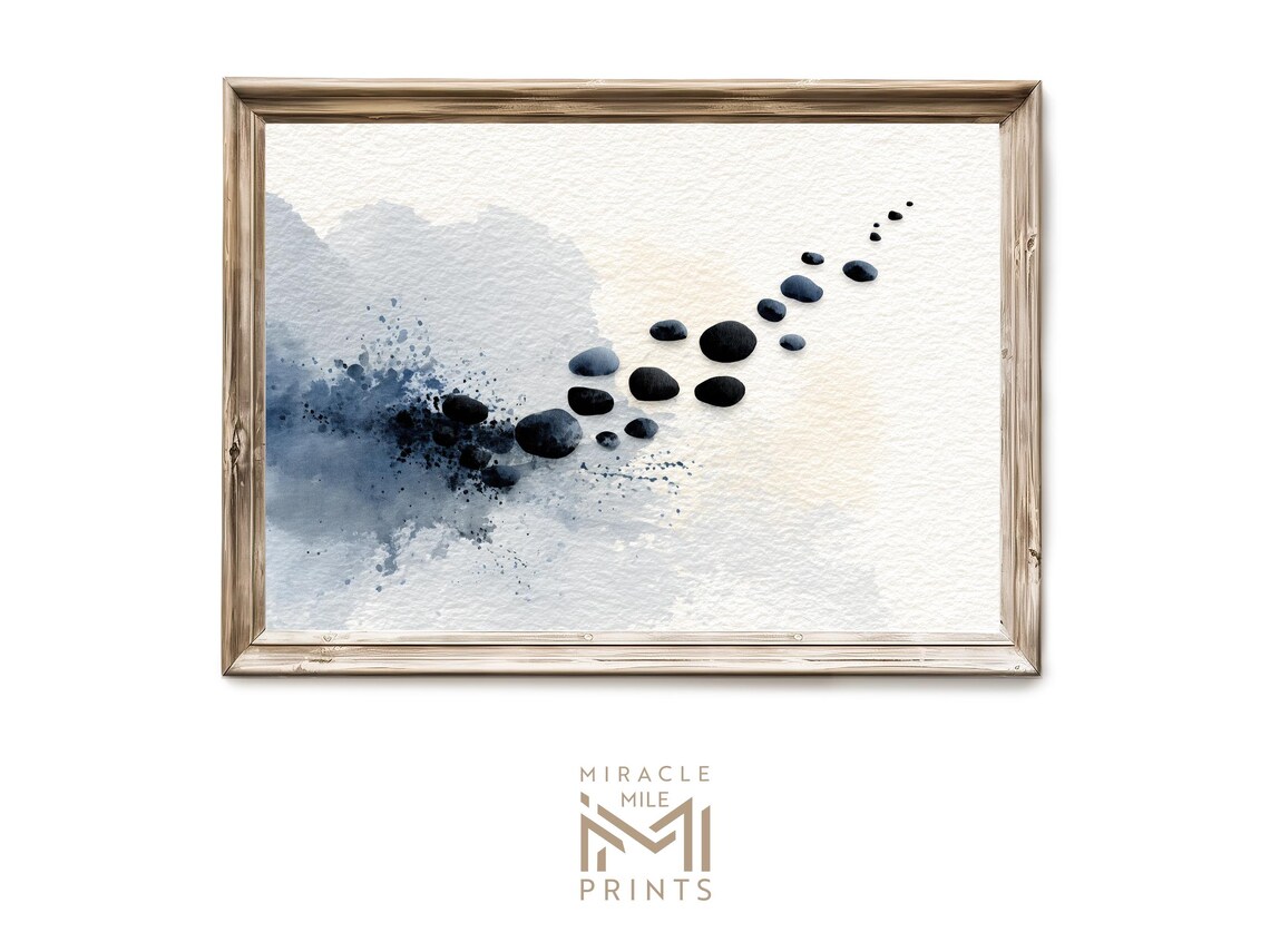 Neutral Pebble Abstract Wall Art Modern Minimalist Calming Japandi Ink Painting Decor 202