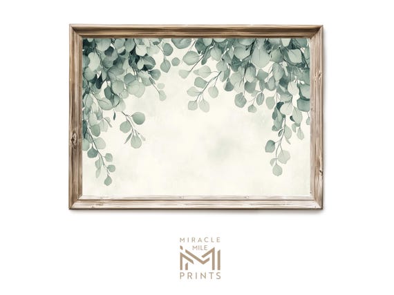 Cascading Eucalyptus Botanical Print Minimalist Wall Art Soft Green Vintage Plant Illustration Floral Artwork 59