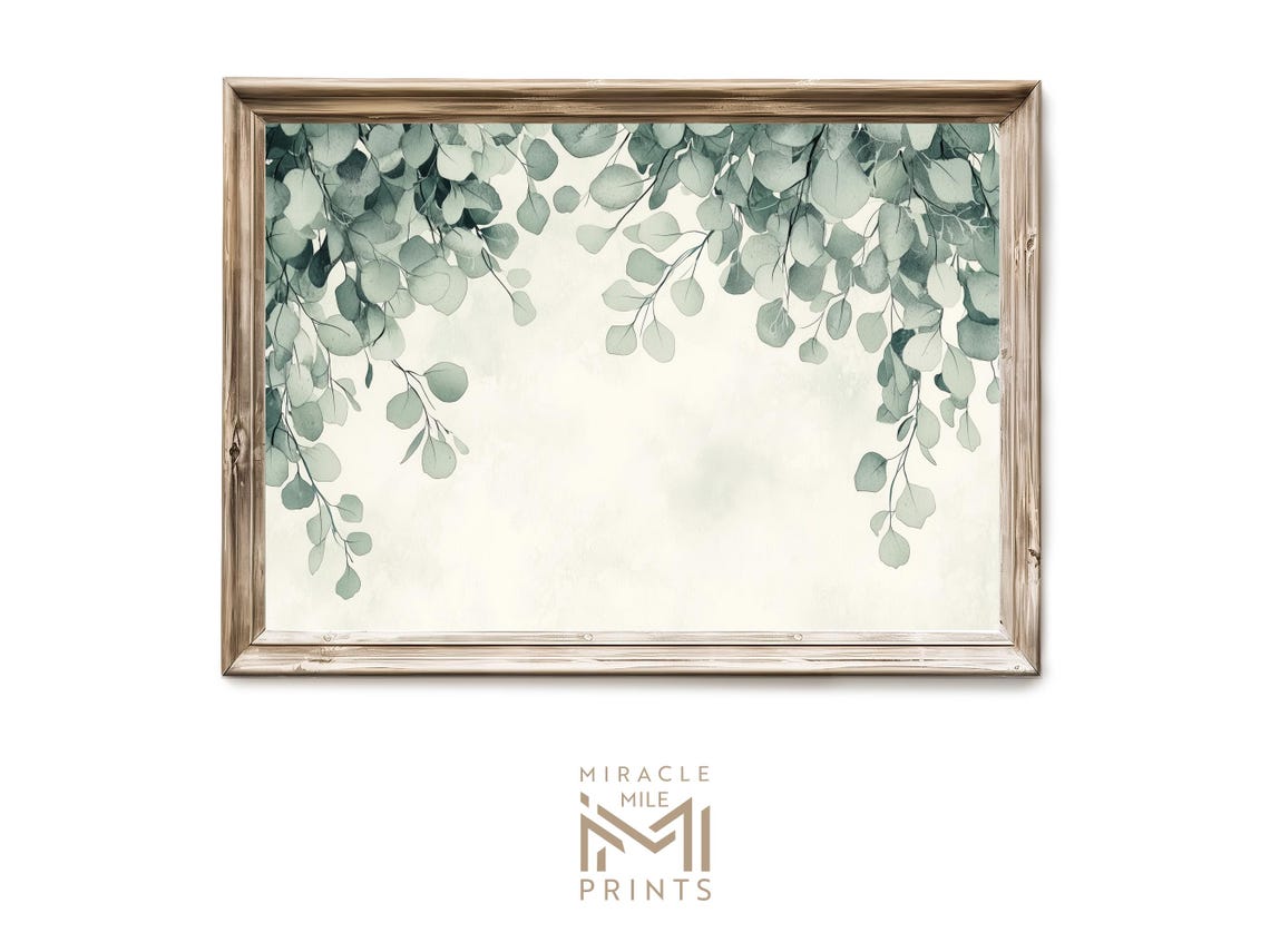 Cascading Eucalyptus Botanical Print Minimalist Wall Art Soft Green Vintage Plant Illustration Floral Artwork 59