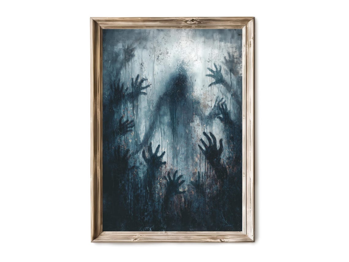 Dark Hands Reaching From Shadows Spooky Gothic Horror Wall Art
