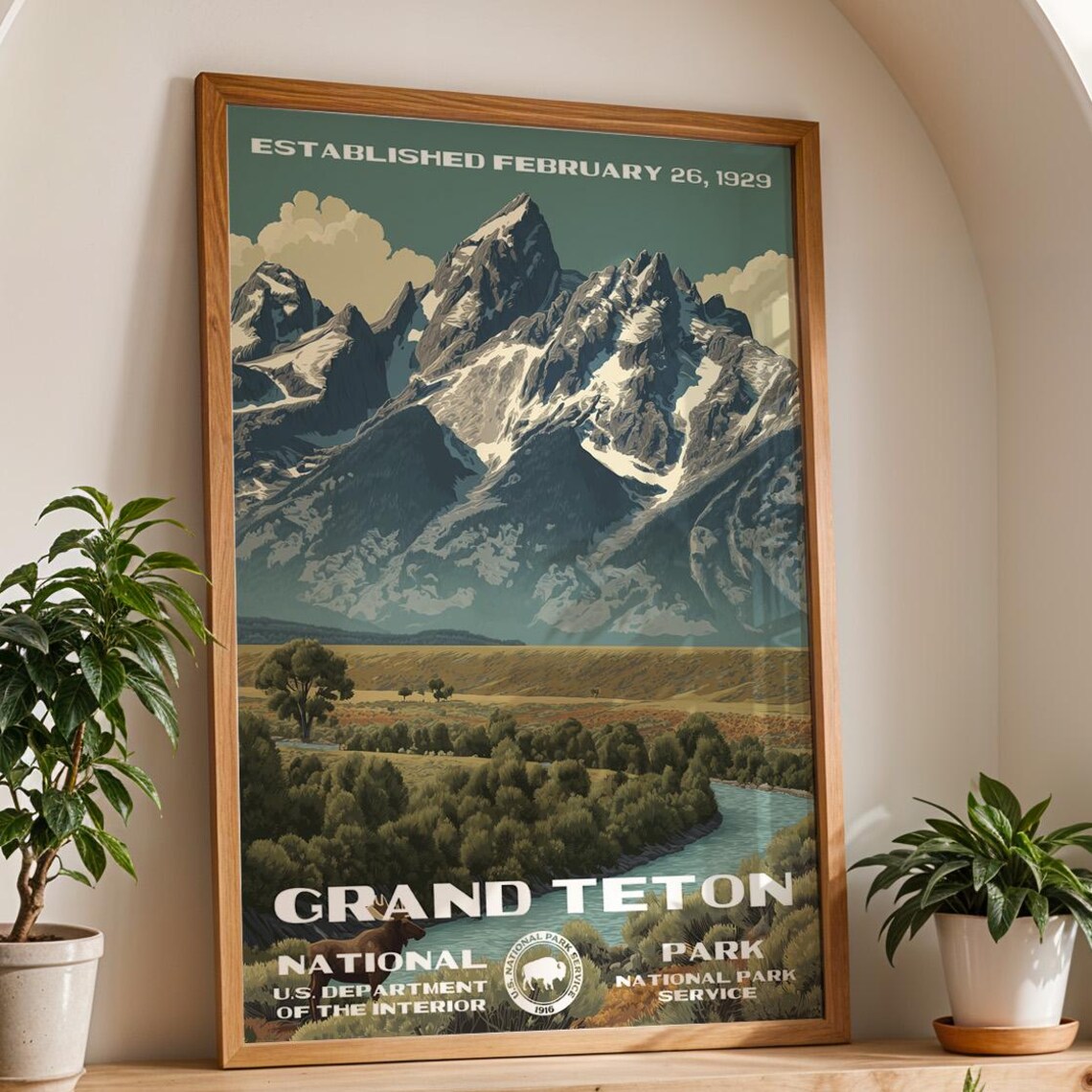 Grand Teton National Park Vintage Travel Poster Print