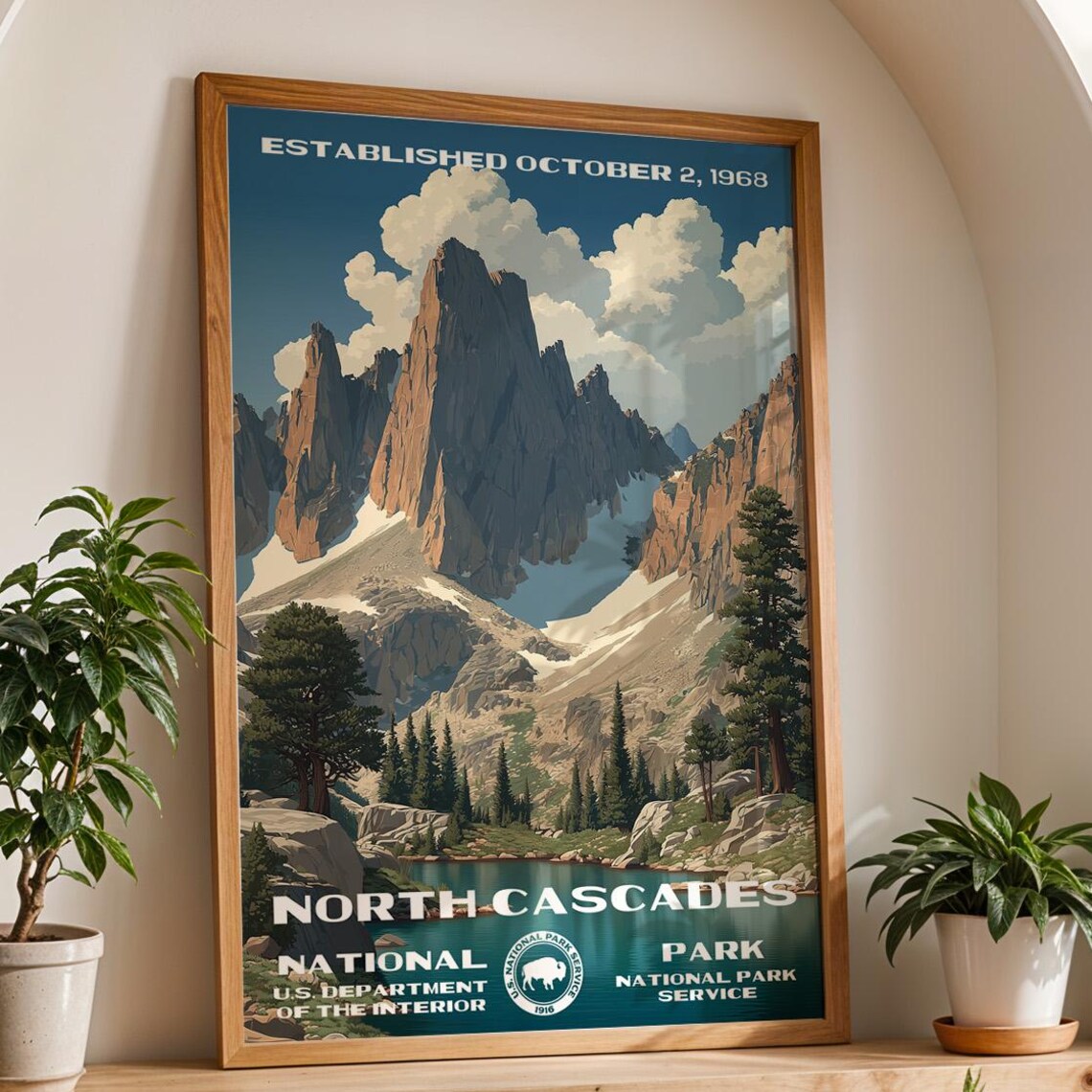 North Cascades National Park Retro Wall Art Print