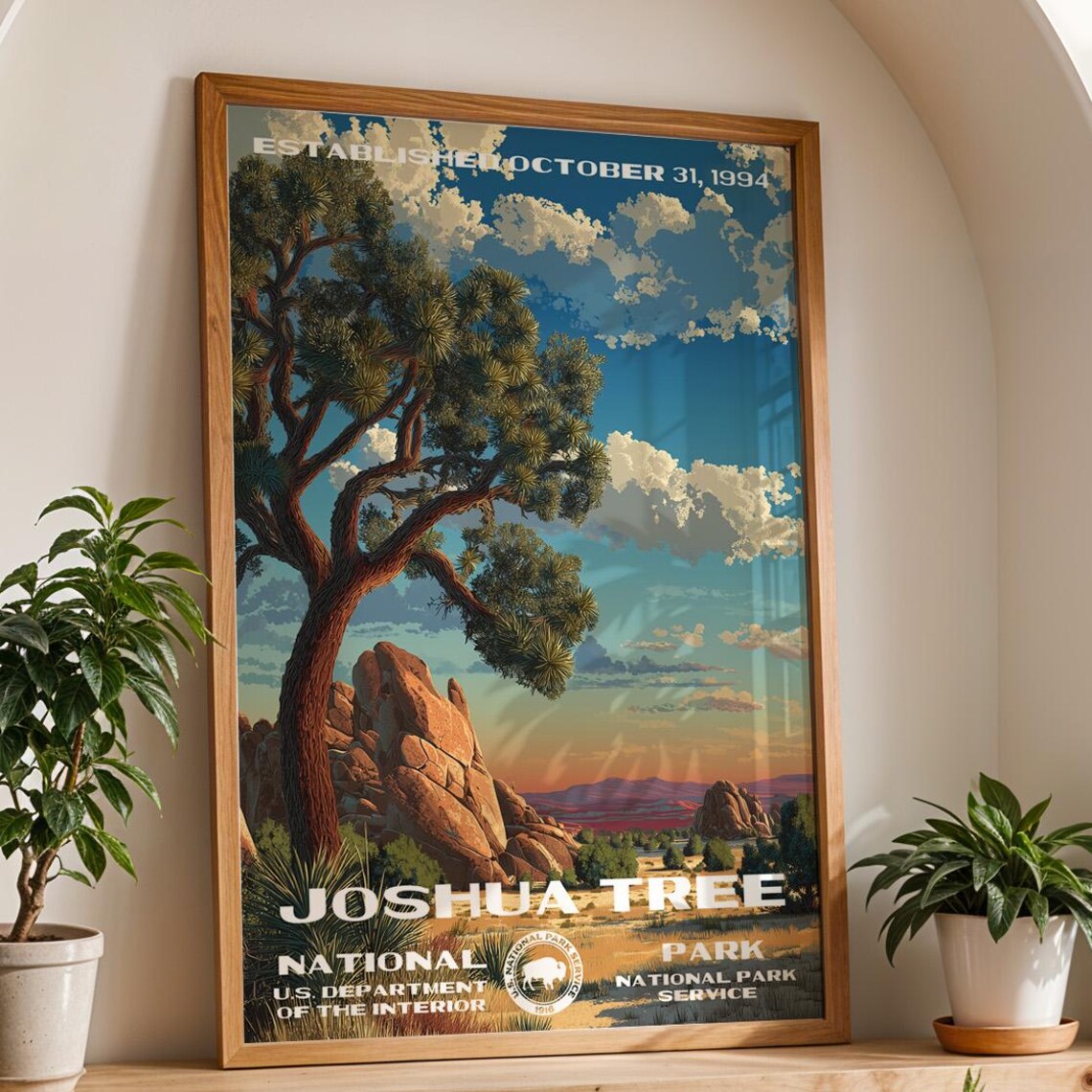 Joshua Tree National Park Vintage Desert Sunset Travel Poster