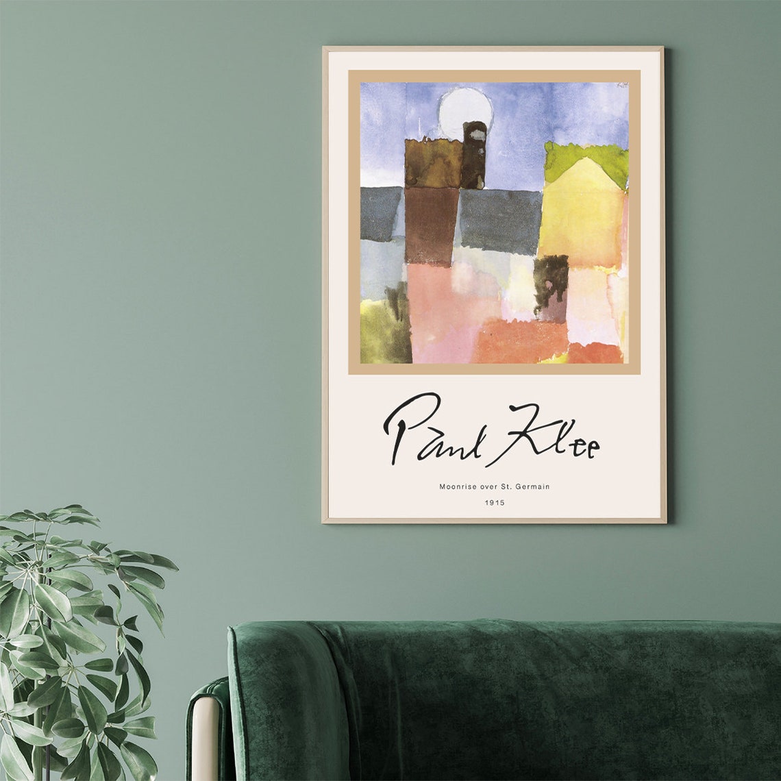 Paul Klee Moonrise Over St. Germain 1915 Watercolor Art Poster - Image 3