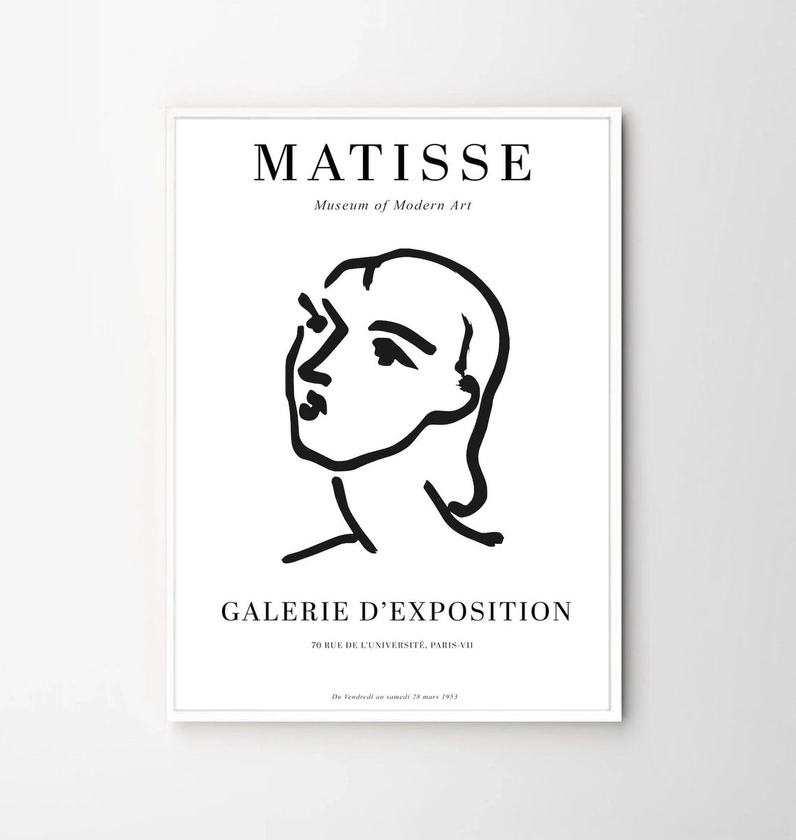 Henri Matisse Minimalist Line Art Face Museum Exhibition Poster - Image 3