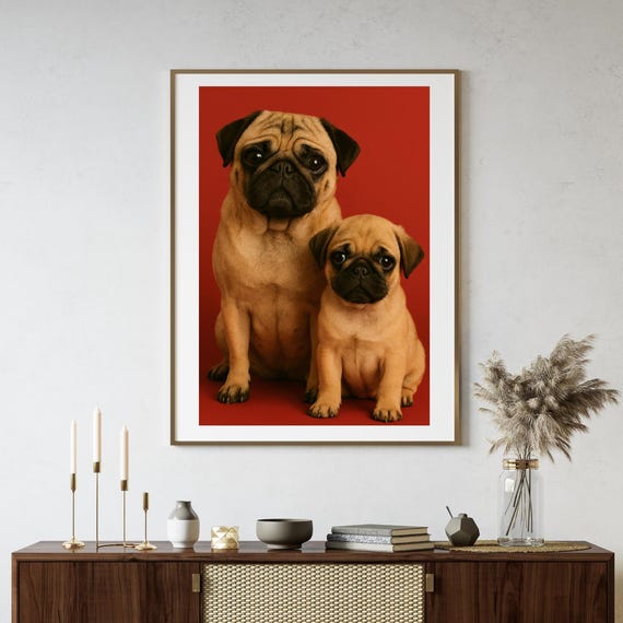 Pug Puppy Portrait Cute Dog Wall Art Pet Poster Kids Room Nursery Animal Decorpug Photography