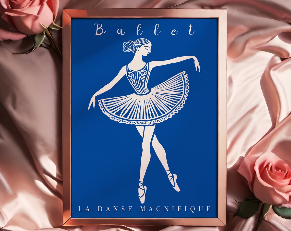 Ballet La Danse Magnifique Royal Blue Ballerina Dancer Poster