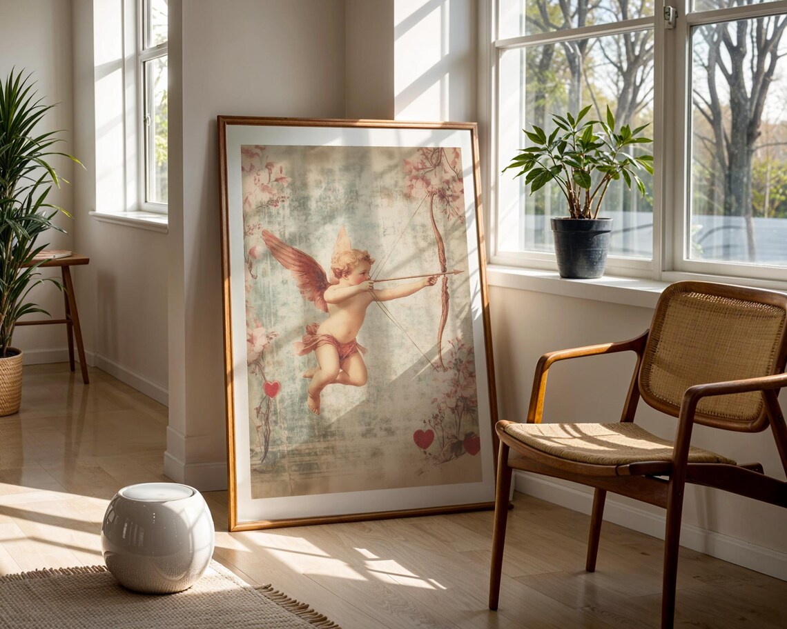 Vintage Cupid With Bow And Arrow Art Print - Image 2