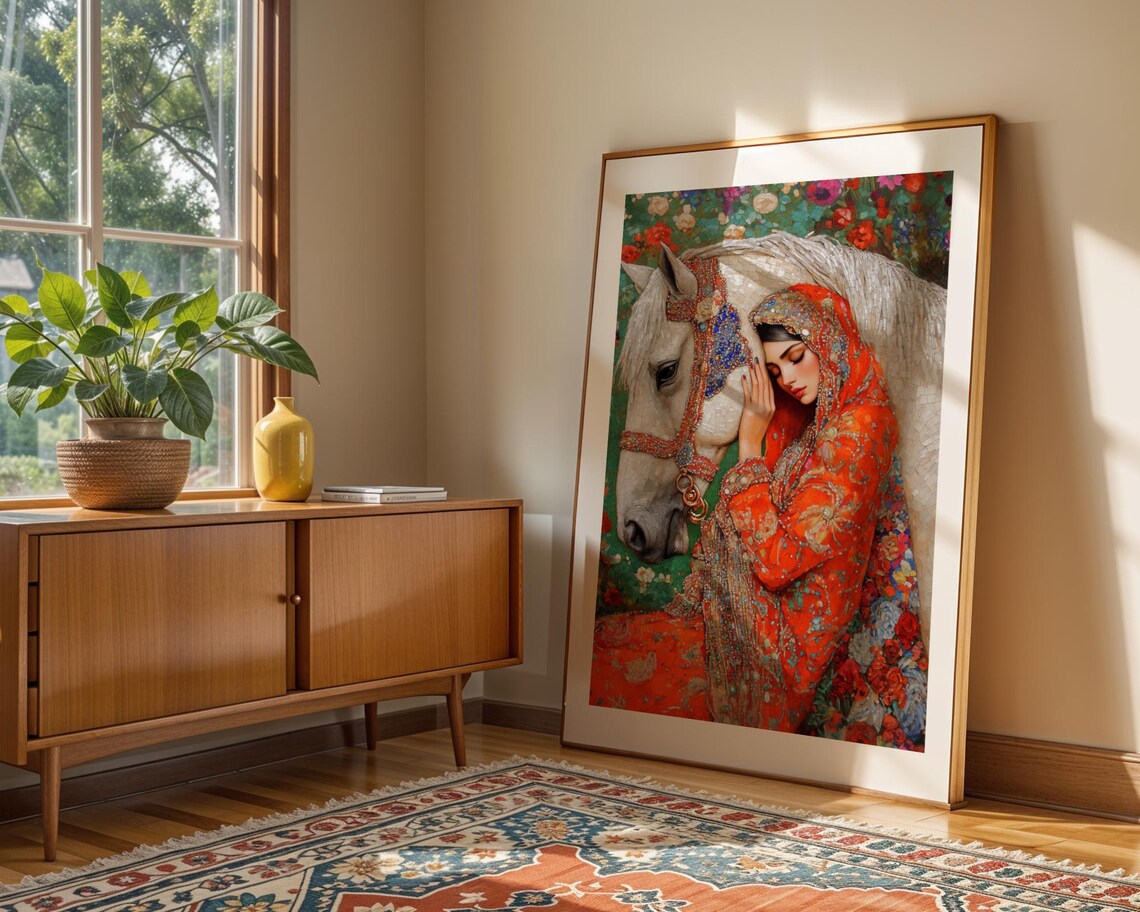 Horse And Woman Mosaic Art Print, Bohemian Style - Image 2
