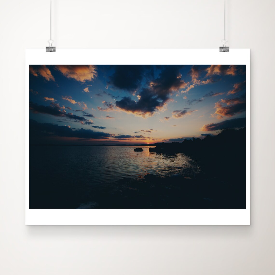 Firth of Clyde Sunset Over Water with Orange Clouds Photograph Poster