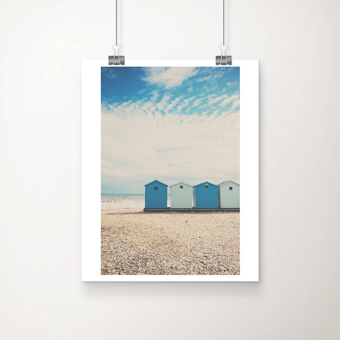 Charmouth Beach Huts Dorset Coast Blue Seaside Photography Print