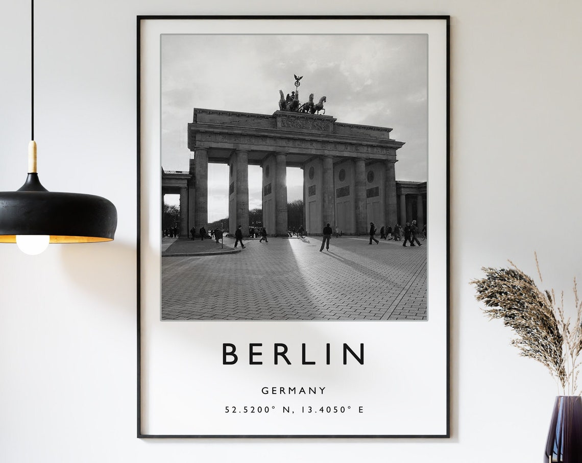 Berlin Germany Brandenburg Gate Black and White Photo Poster