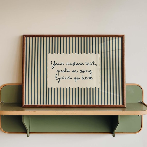 Personalized Song Lyrics Quote Art Print, Vintage Stripe