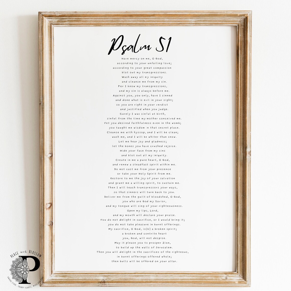 Psalm 51 Scripture Blessing, Baptism Gift