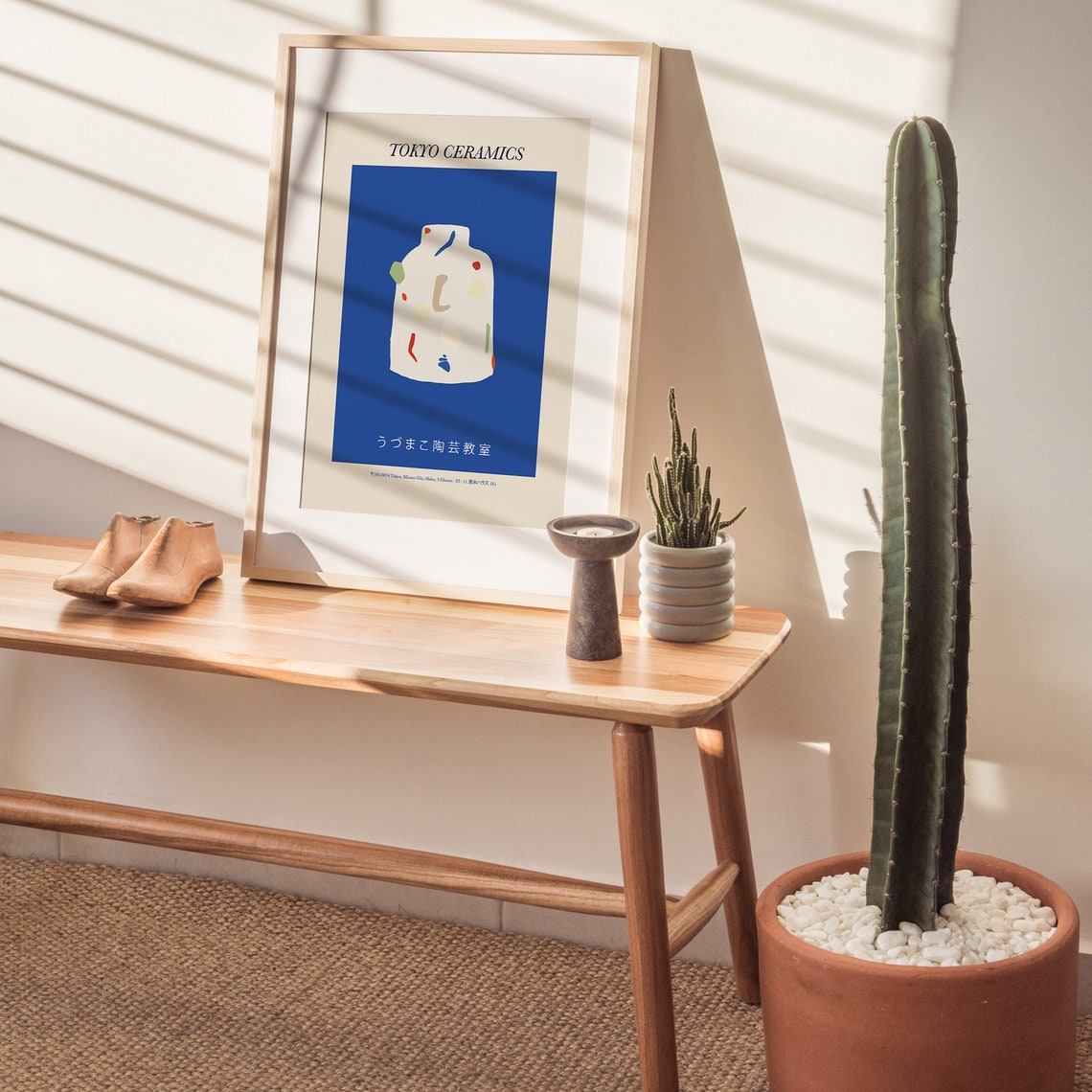 Tokyo Ceramics Japanese Vase Cobalt Blue Modern Decorative Poster - Image 3