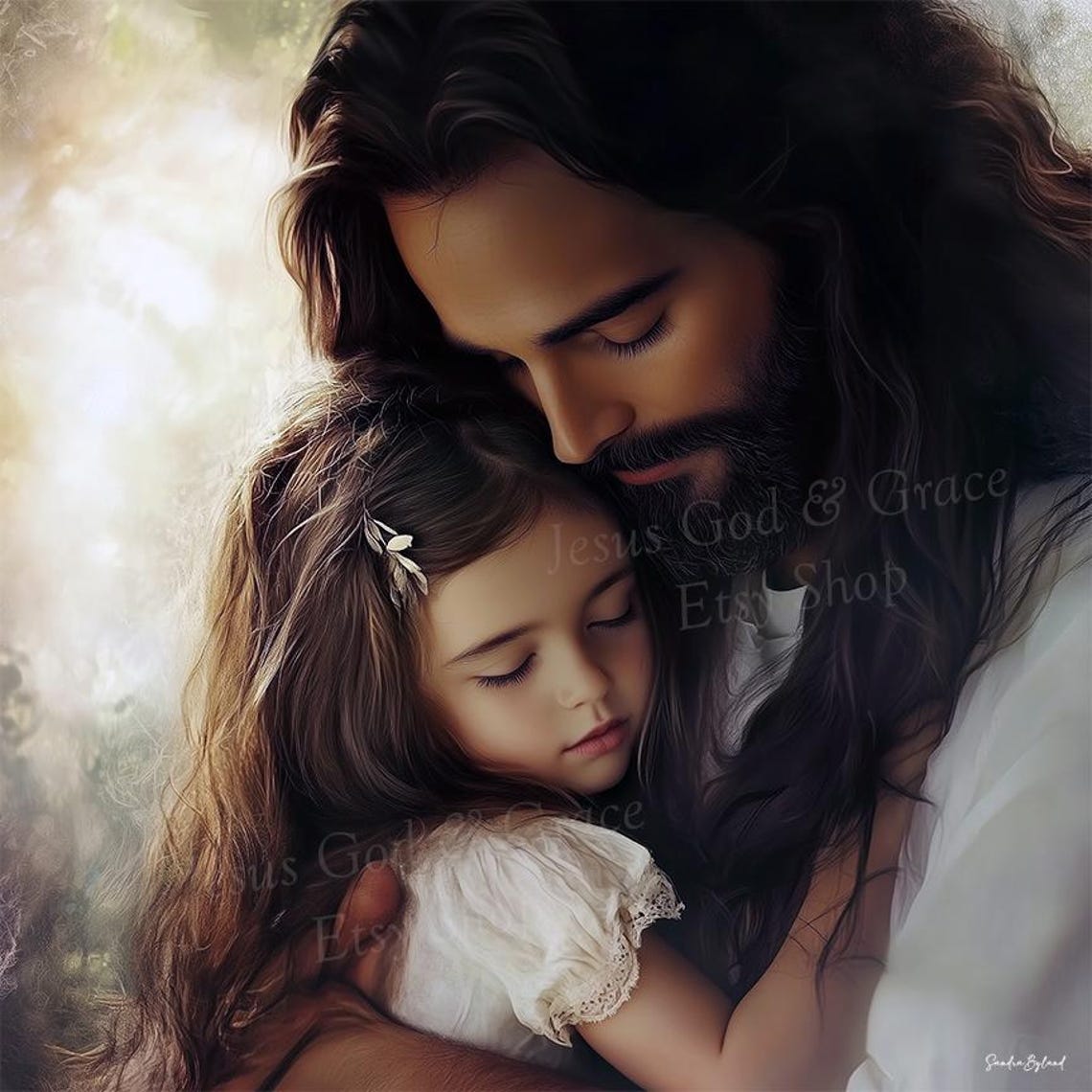 Jesus Holding A Child, Christian Family Faith Art