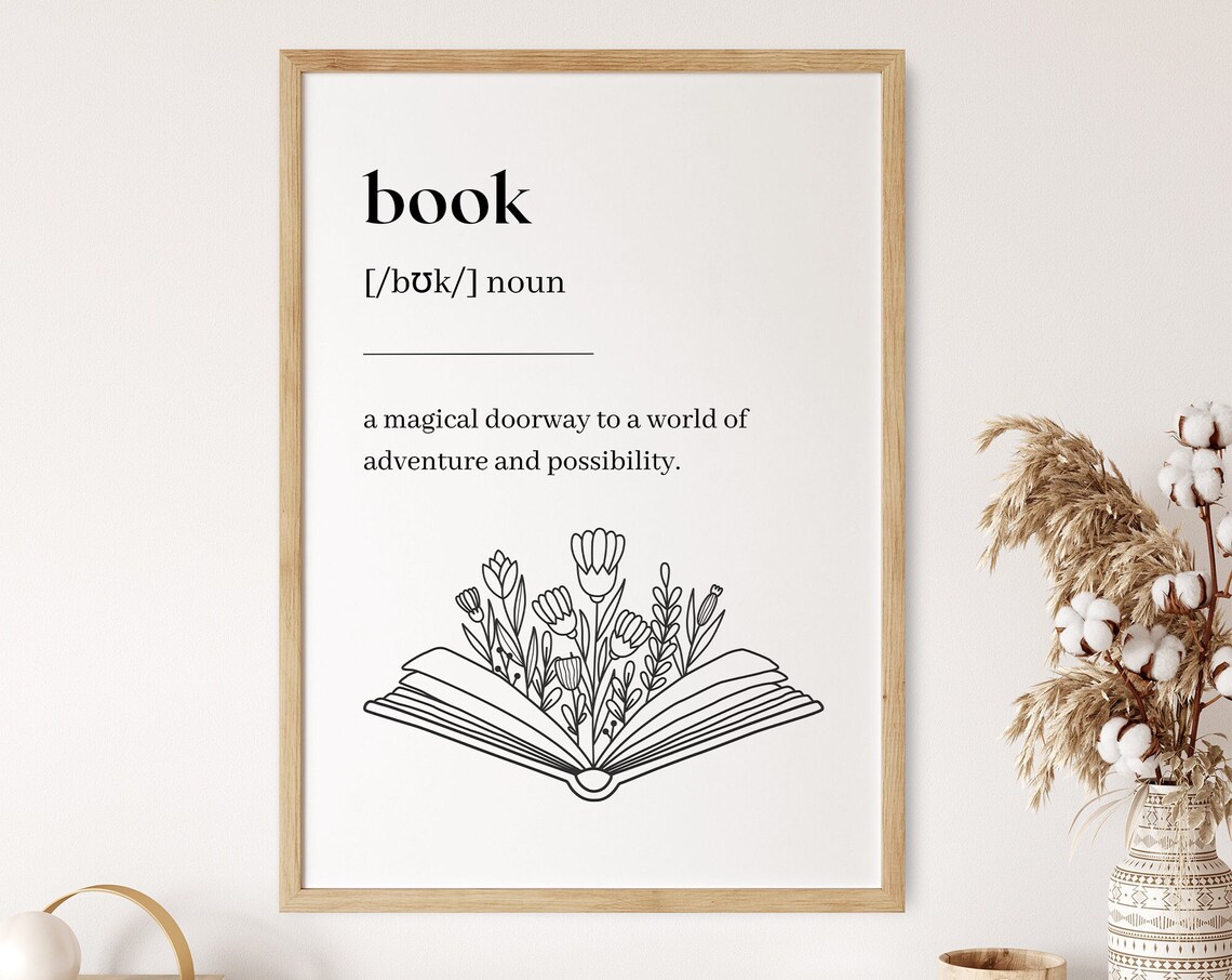 Book Definition Magical Doorway Line Art Reading Typography Poster - Image 6