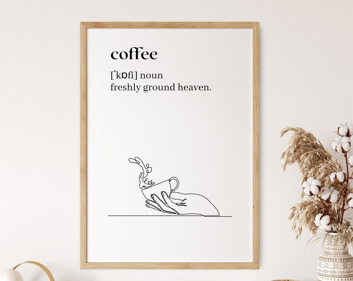 Coffee Definition Freshly Ground Heaven Kitchen Line Art Poster - Image 6