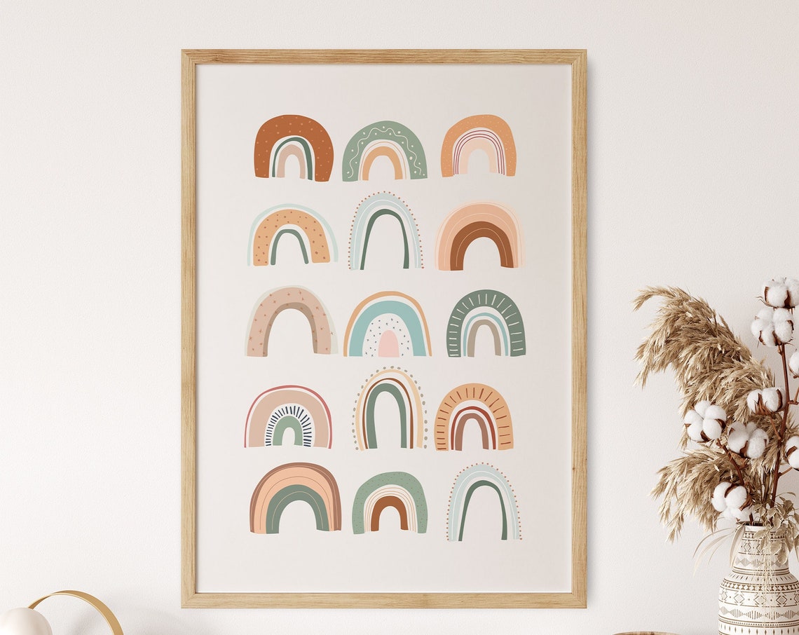 Boho Rainbow Print Rainbow Print Neutral Wall Art Boho Rainbow Art Boho Decor Bohemian Wall Print - Image 3