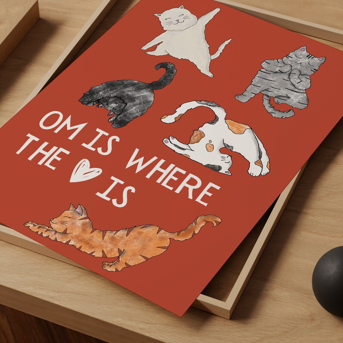 Om Is Where The Heart Is Yoga Cats Funny Cat Lover Quote Poster - Image 3