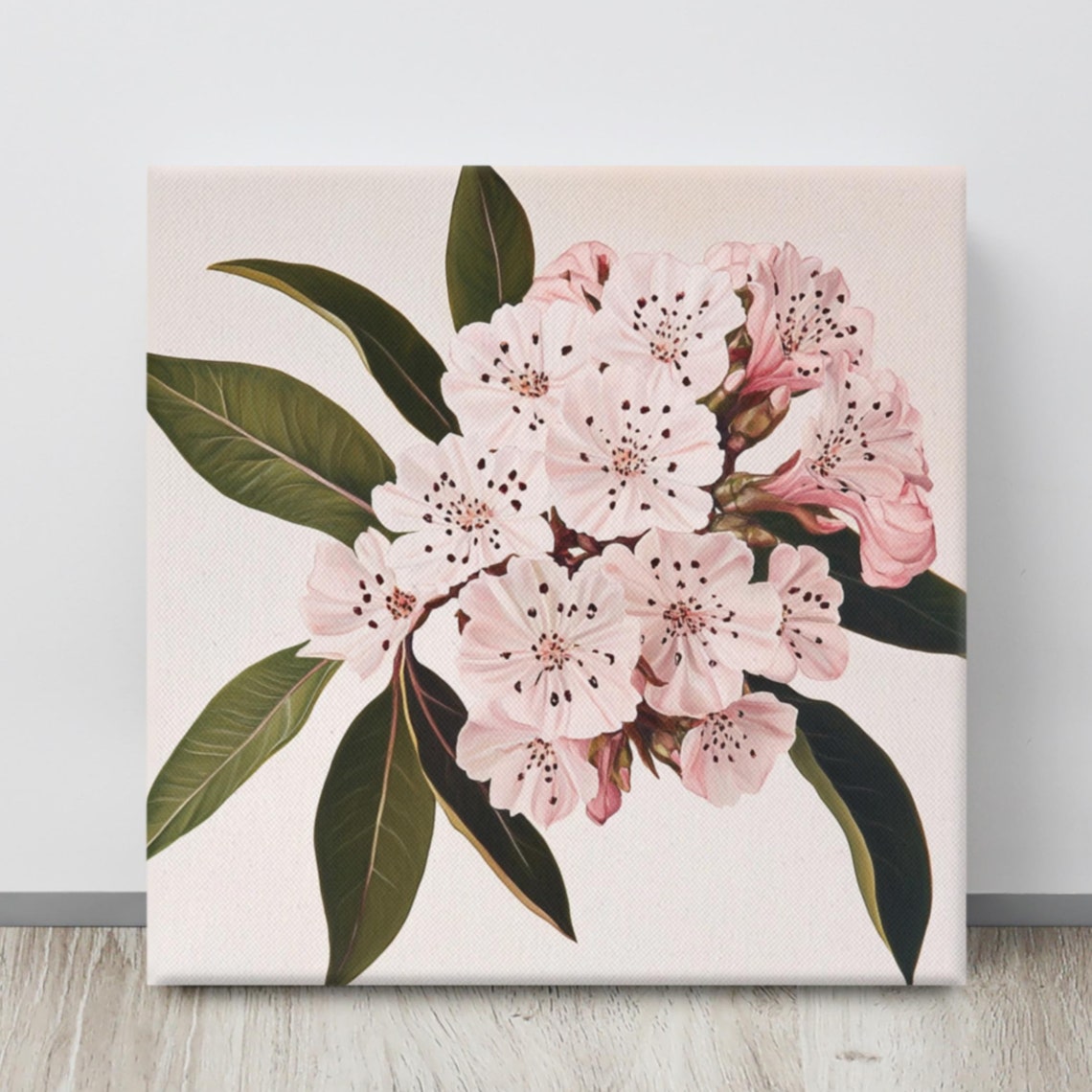 Pink Mountain Laurel Blossoms Speckled Botanical Painting Poster