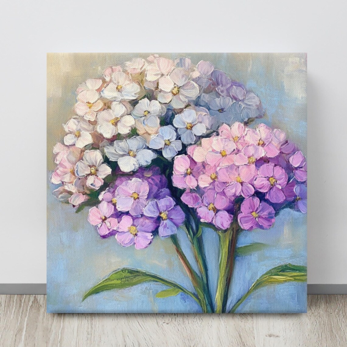 Pastel Cluster Blooms Pink Blue White Botanical Floral Wall Art Poster