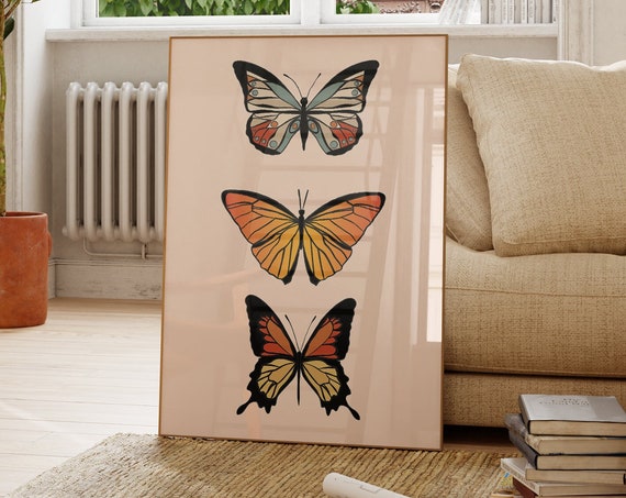 Butterfly Wall Art Boho Minimalist Prints Modern Art Bohominimalistdecor Butterfly Art Physical Poster Print Shipped To You