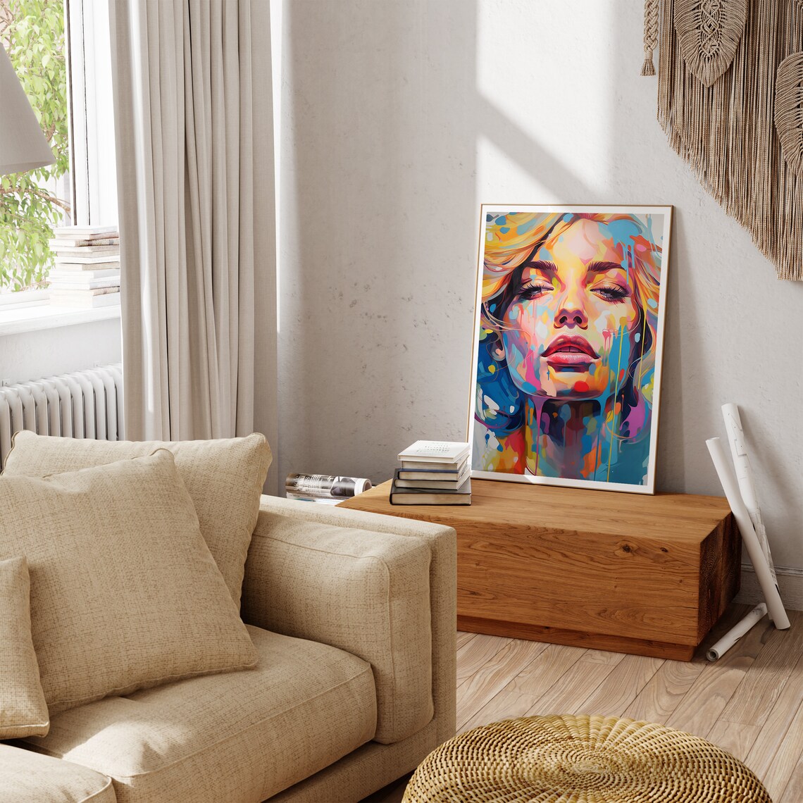 Colorful Paint Drip Woman Pop Art Portrait Maximalist Poster - Image 2