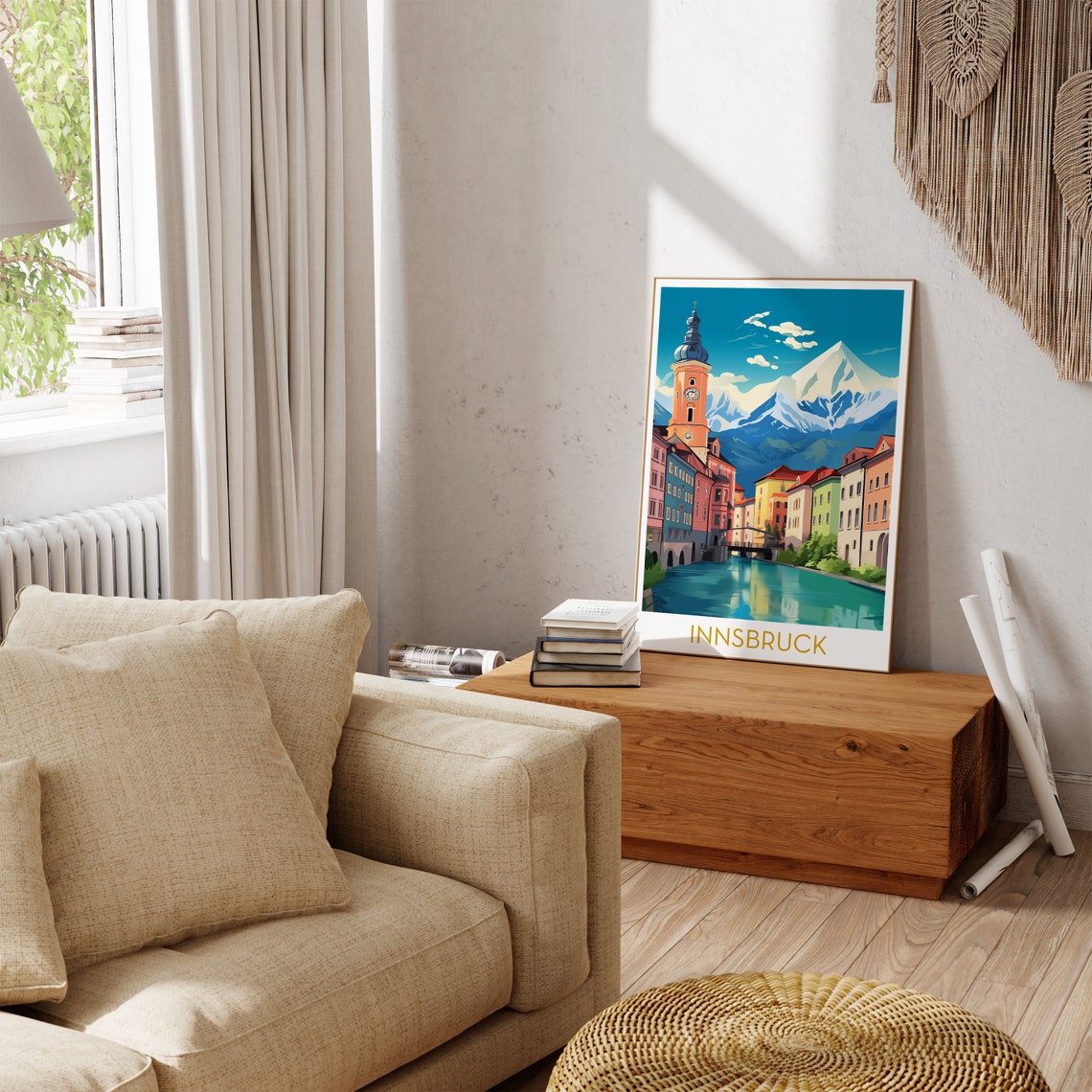 Innsbruck Riverside Old Town Alpine Peaks Austria Travel Poster - Image 3