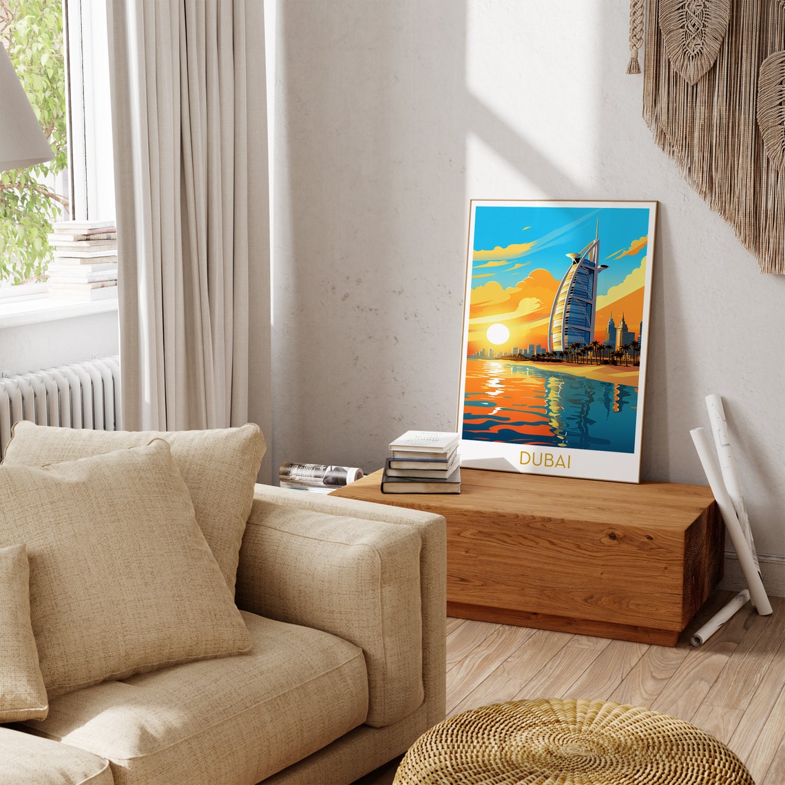 Dubai Burj Al Arab Sunset Beach Skyline Vibrant Pop Art Poster - Image 3