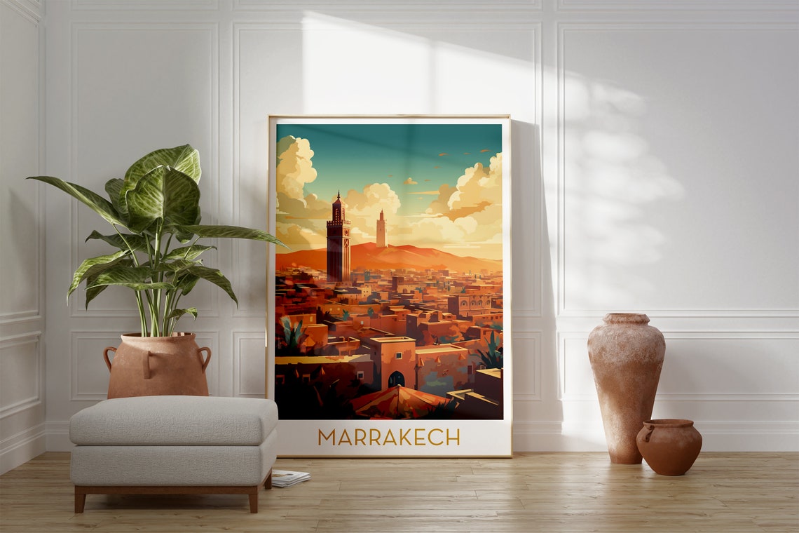 Marrakech Morocco Red City Medina Colorful Pop Art Travel Poster - Image 2