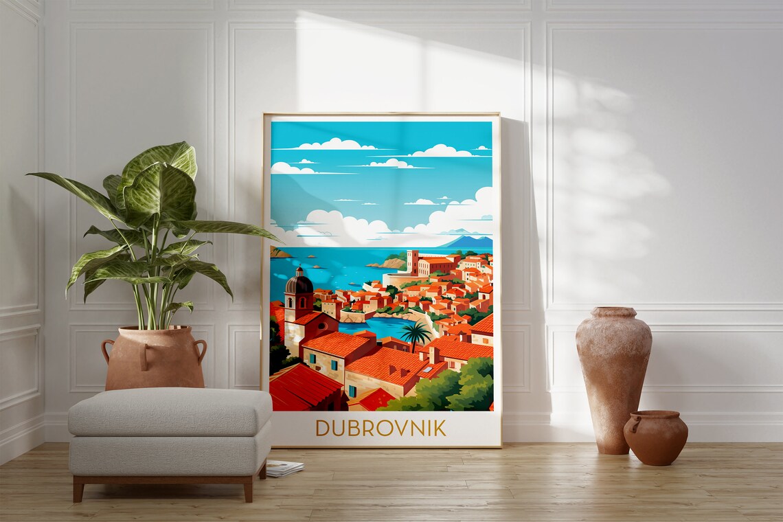 Dubrovnik Croatia Old Town Red Roofs Adriatic Sea Travel Poster - Image 2