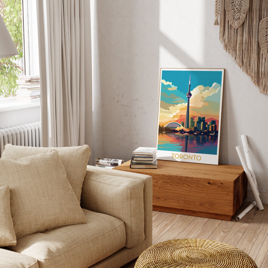 Toronto CN Tower Sunset Skyline Colorful Illustration Poster - Image 3