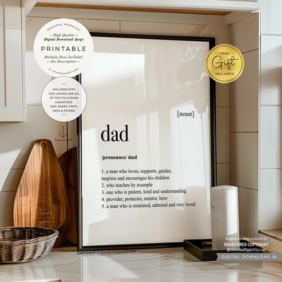 Dad Definition Quote Art Print, Fathers Day Gift