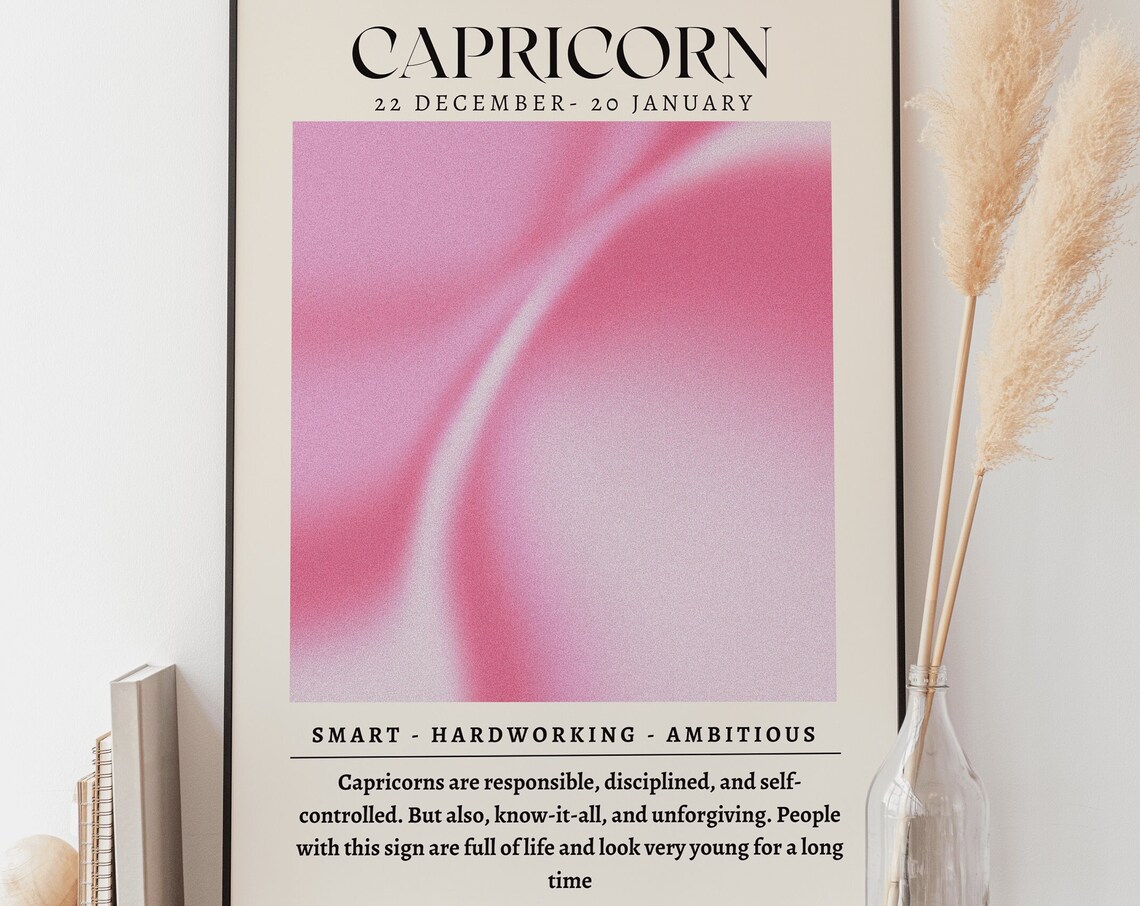 Capricorn Pink Aura Zodiac Star Sign Astrology Birthday Gift Wall Poster - Image 3