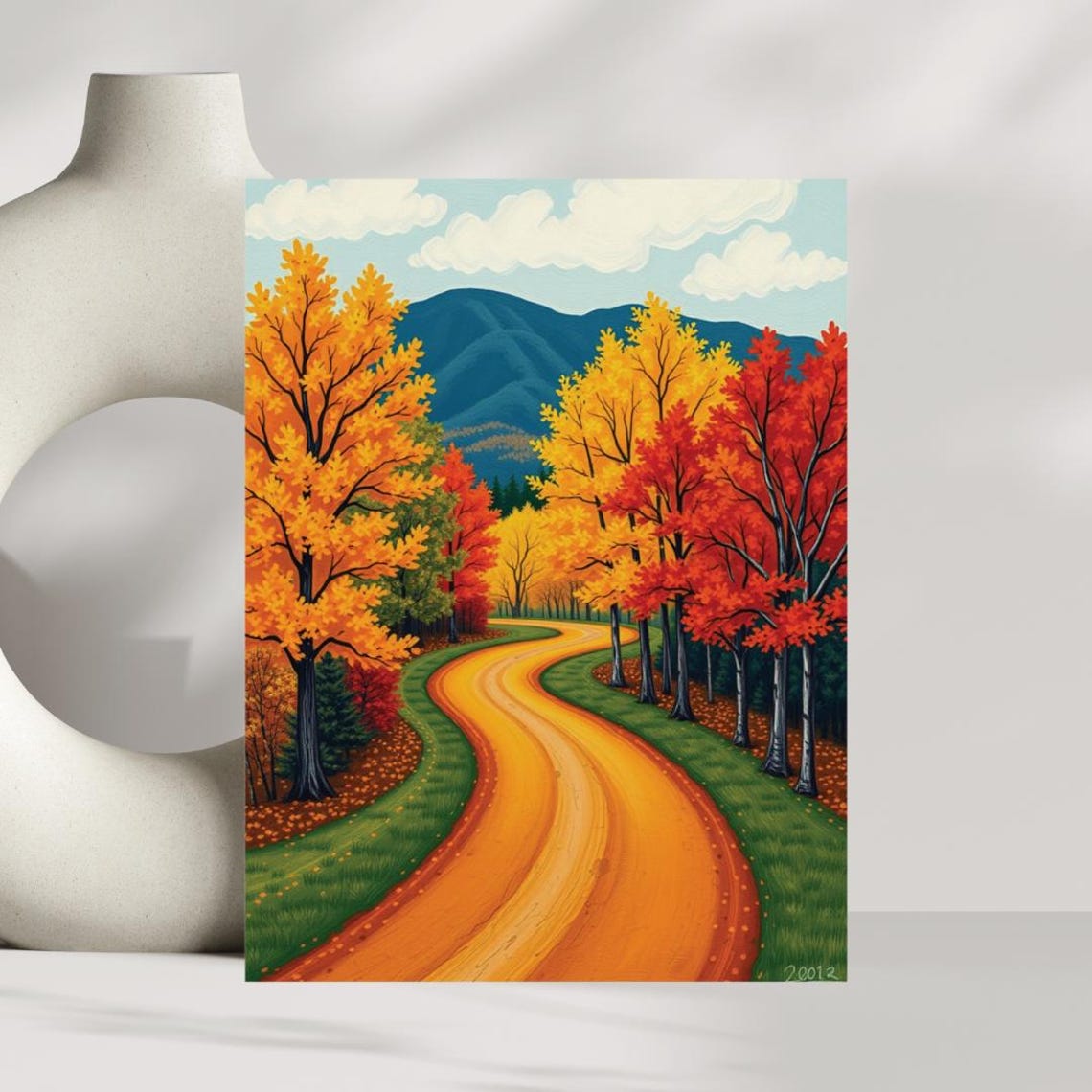 Autumn Road Winding Through Colorful Fall Forest Mountain Poster