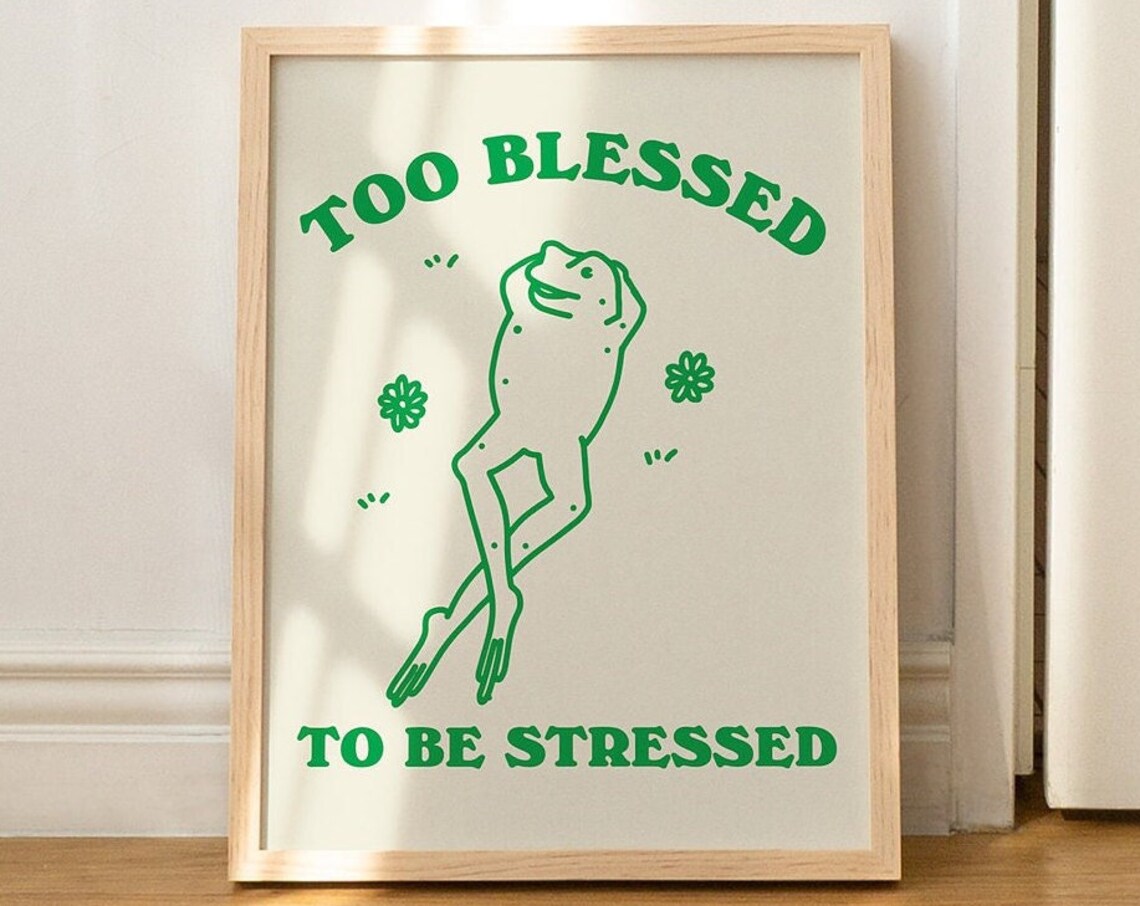 Green Frog Cute Quote Retro Minimal Art Print