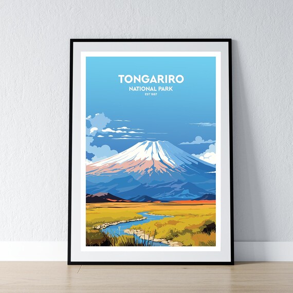 Tongariro National Park Est 1887 Volcano Mountain Travel Poster