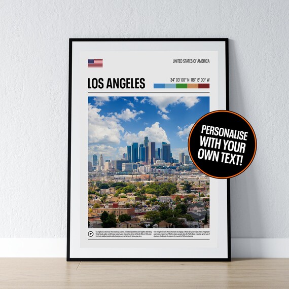 Los Angeles California Coordinates Skyline Photo Travel Poster