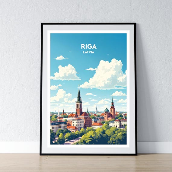 Riga Poster Print Latvia Wall Art Gift Travel Home Decor Illustration
