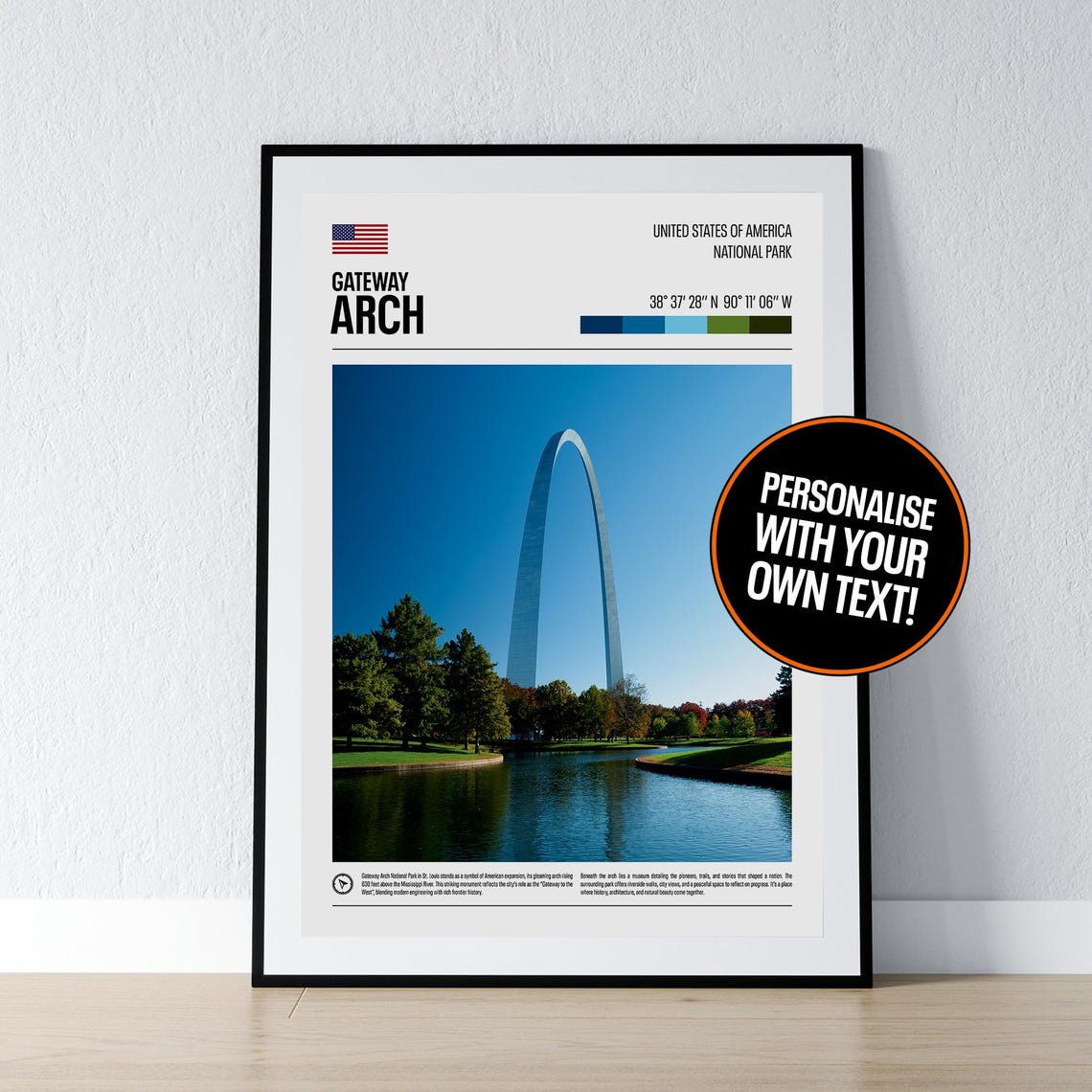 Gateway Arch National Park Saint Louis Coordinates Photo Poster