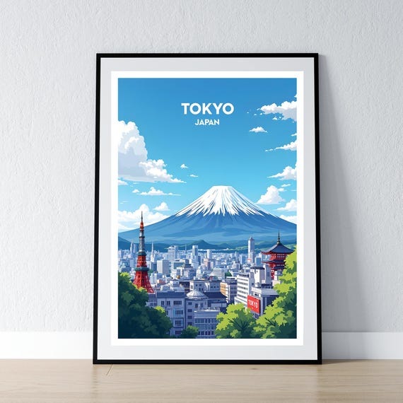 Tokyo Poster Japan Print Japanese Wall Art Gift Travel Home Decor Illustration