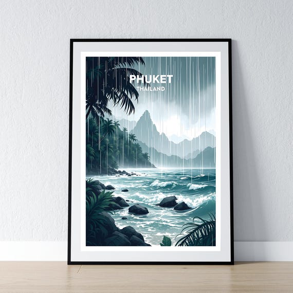 Phuket Poster Print Thailand Wall Art Gift Travel Home Decor Illustration