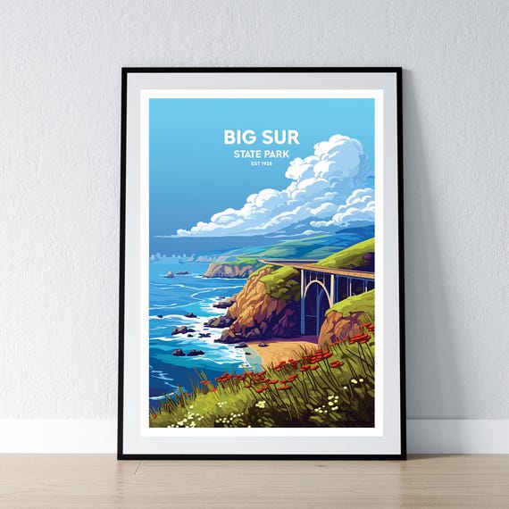 Big Sur Poster Print Wall Art Gift Travel Home Decor Illustration Wpa