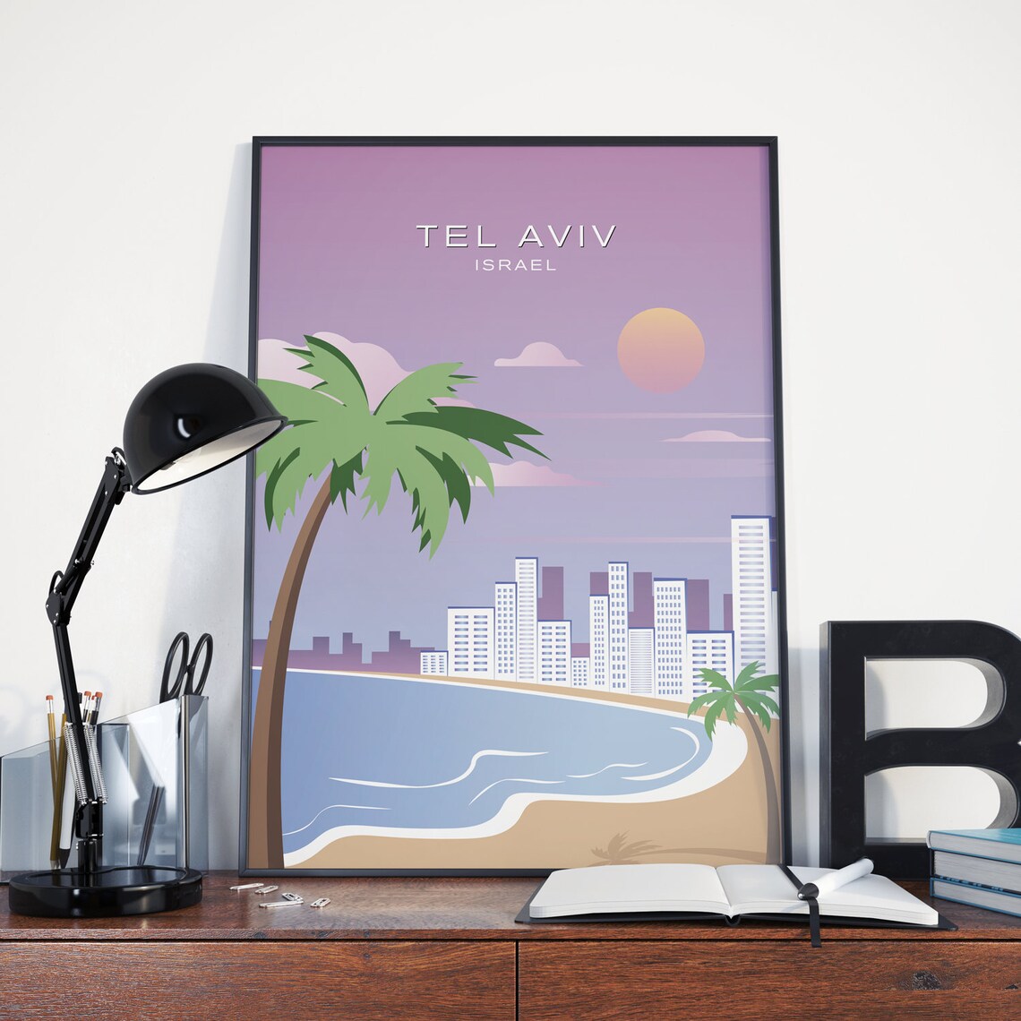 Tel Aviv Vintage Retro Travel Poster Print