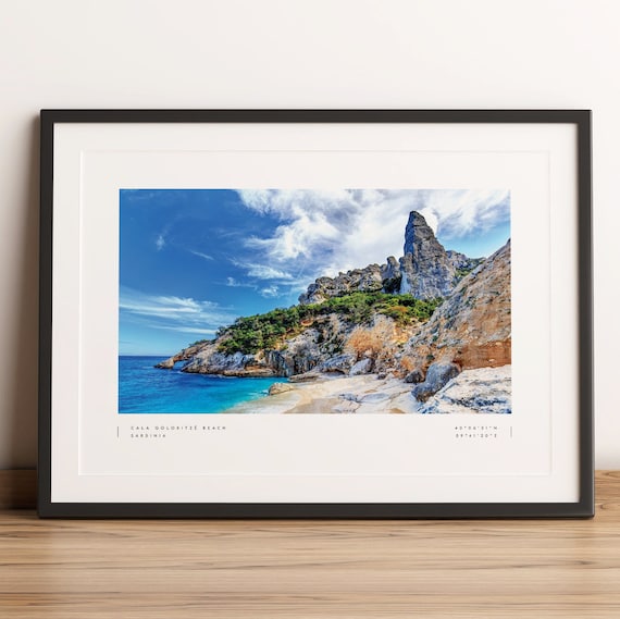Cala Goloritze Beach Sardinia Turquoise Cove Coordinates Travel Poster